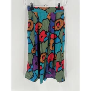 Vintage Ann Stevens Skirt Womens 6 Multicolor Abstract Pleated Pockets Zip 90s